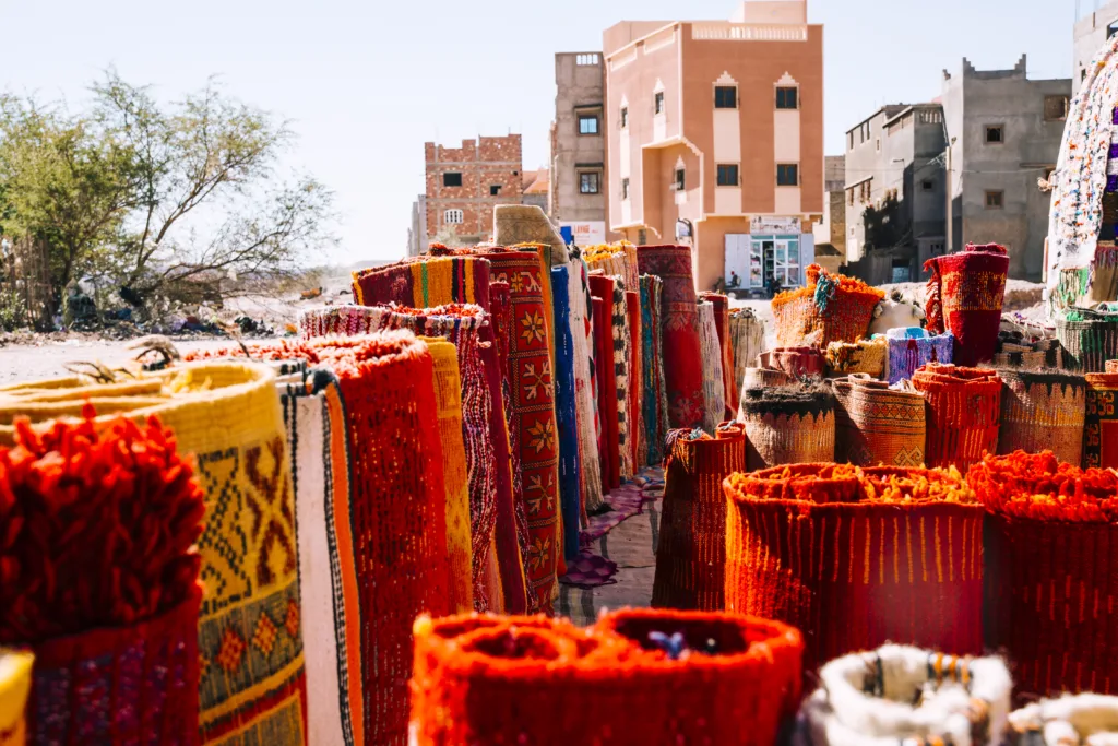 alfombras en mercado en marrakech alfombras en mercado en marrakech