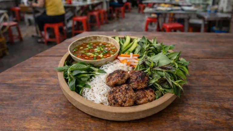 Plato típico Bun Cha de Vietnam