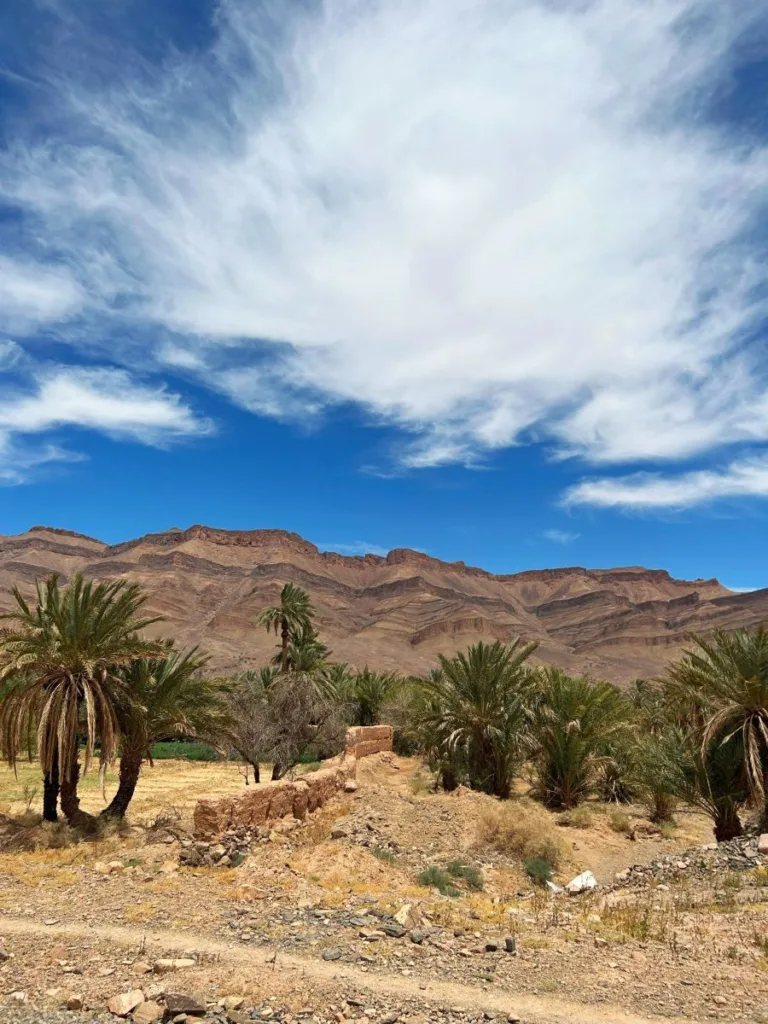 Carretera por el árido desierto de Marruecos dirección Zagora